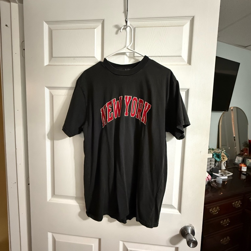 Brandy Melville Black Tee with Red New York Graphic